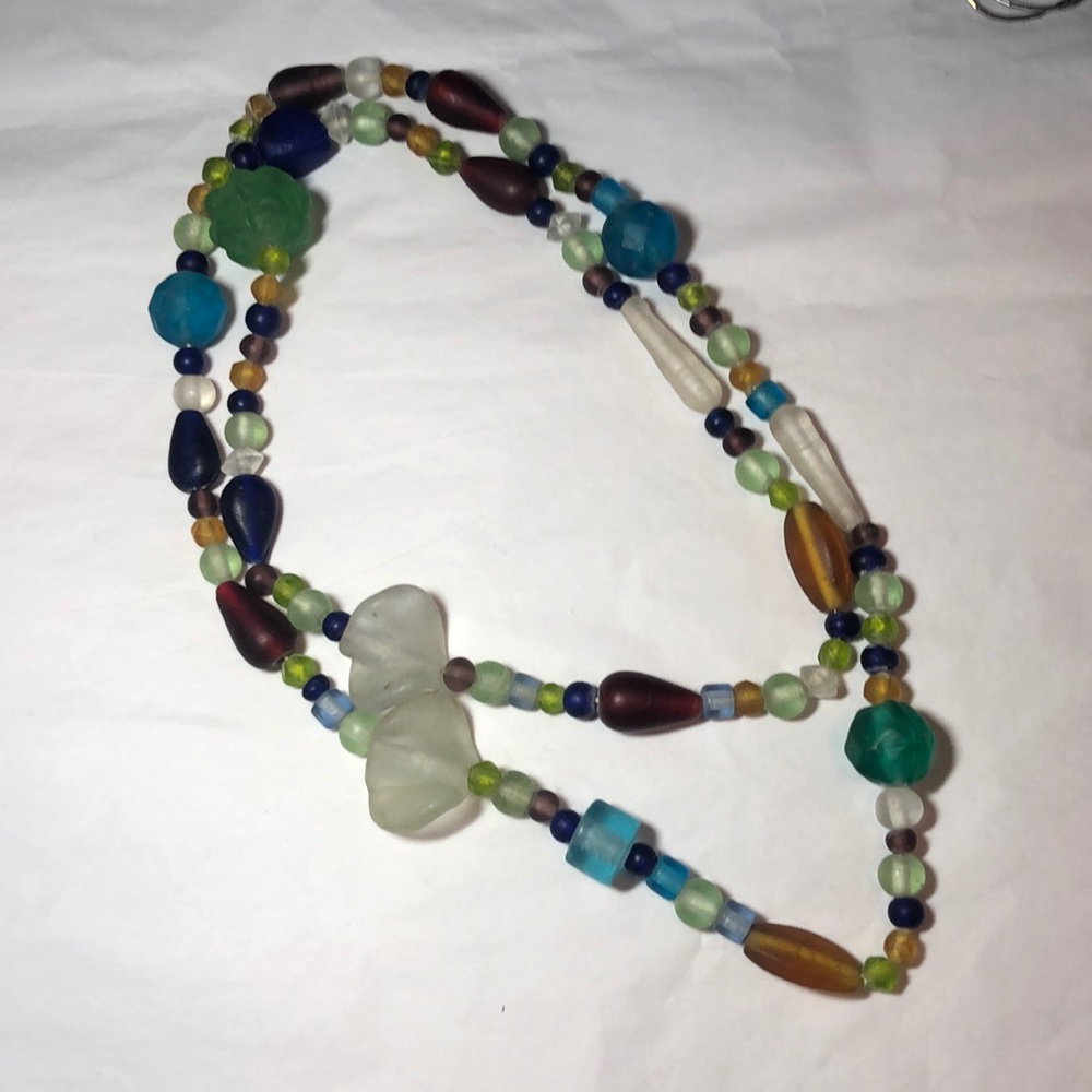 Statement Frosted Glass Bead Necklace